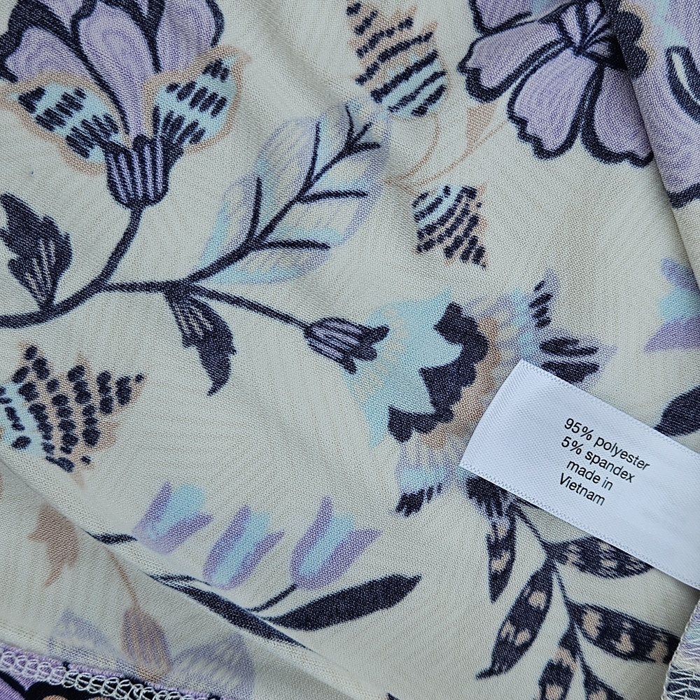 Lane Bryant Floral Blouse Cream Purple Ruffle Sleeve V-Neck Plus Size NWT, 34/36 - Picture 12 of 14